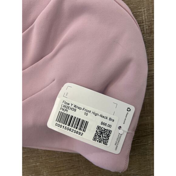 NWT Lululemon Flow Y Wrap Front High Neck Bra, Pink - 10 - Picture 3 of 3